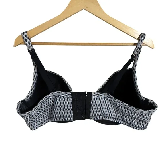 Cacique 44DD Black White Geometric Print Full Coverage Underwire Bra - Picture 2 of 6